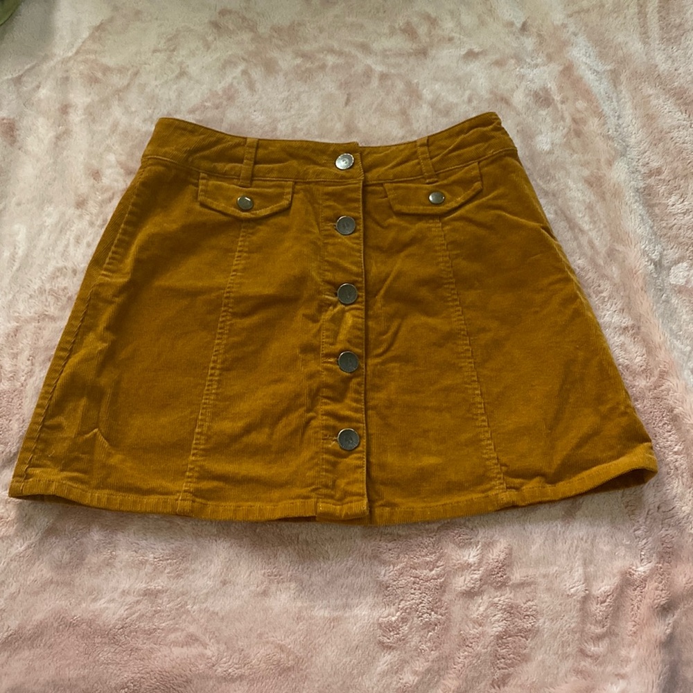 Buttoned up corduroy mini skirt